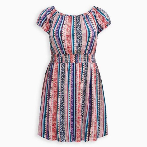 TWO NWT Torrid Mini Lenny Smocked Off-Shoulder Dresses 4X - Picture 2 of 14